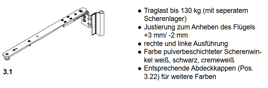 Schüco Scherenarm 220, Standard und Design